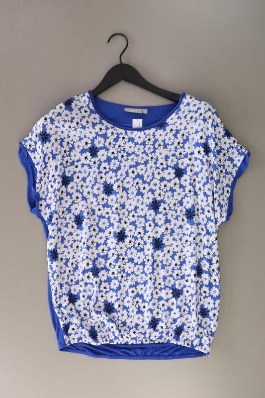 Sure T-Shirt Gr. L mit Blumenmuster Kurzarm blau aus Viskose