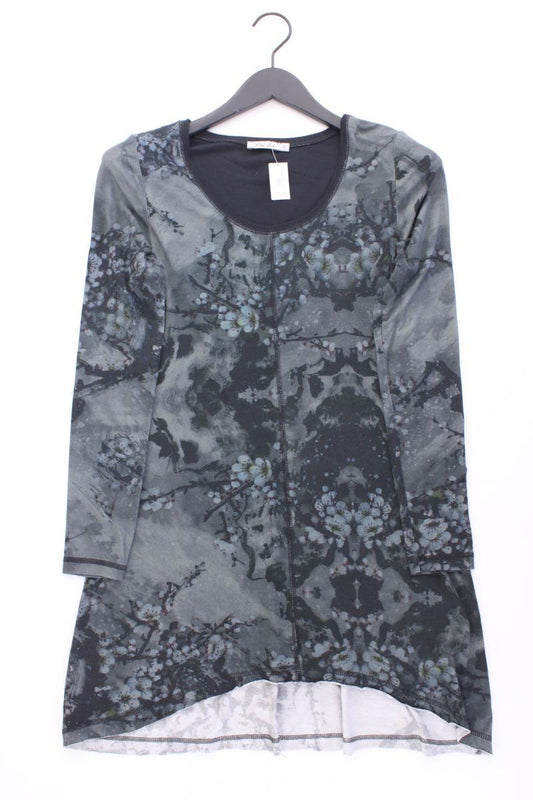 Simclan Kurzes Kleid Gr. 36 mit Blumenmuster Langarm grau aus Viskose