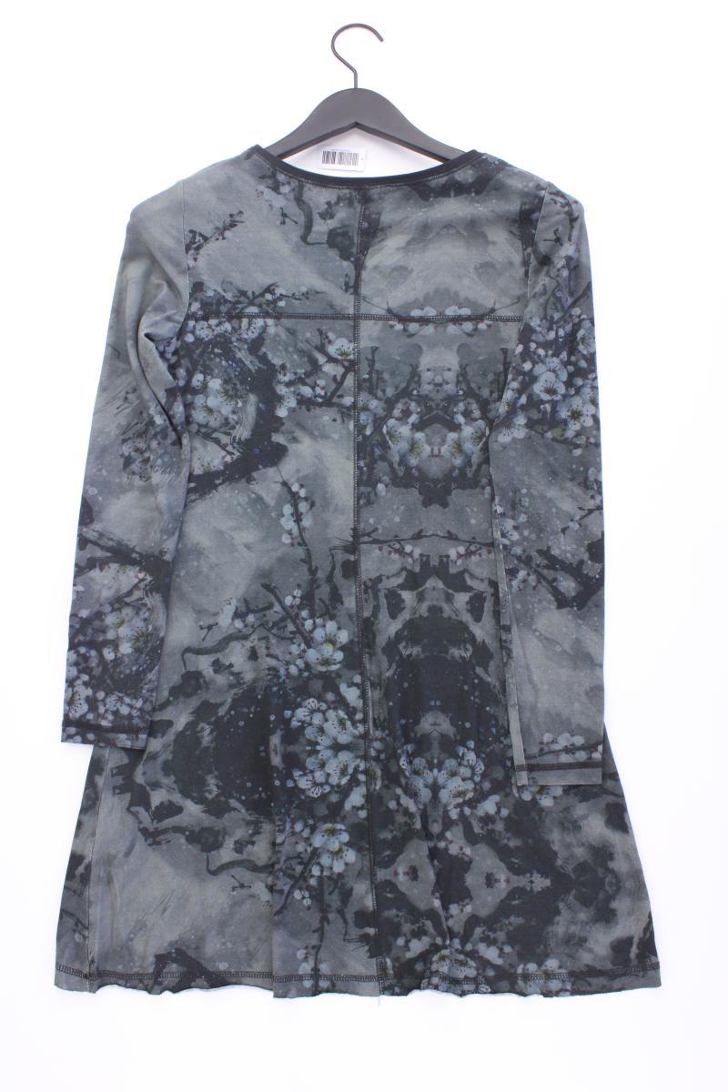 Simclan Kurzes Kleid Gr. 36 mit Blumenmuster Langarm grau aus Viskose