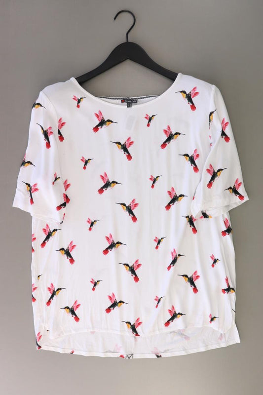 Street One Bluse mit Vogelmuster Gr. 44 Kurzarm weiß