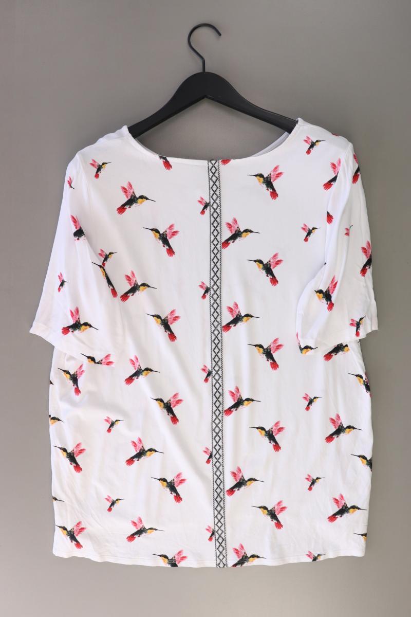 Street One Bluse mit Vogelmuster Gr. 44 Kurzarm weiß