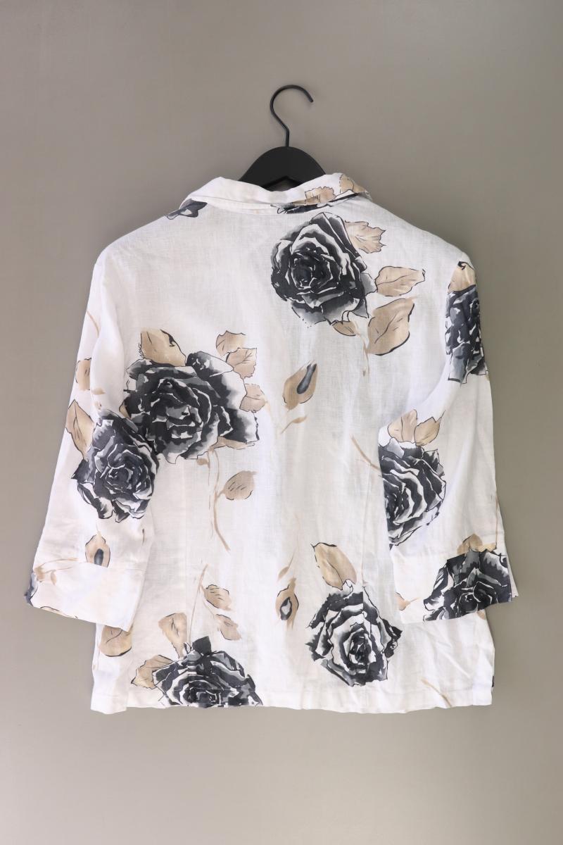 Franco Callegari Leinenbluse Gr. 46 mit Blumenmuster 3/4 Ärmel weiß