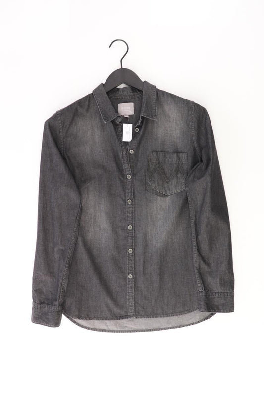 Mustang Jeansbluse Gr. 38 Langarm grau aus Baumwolle