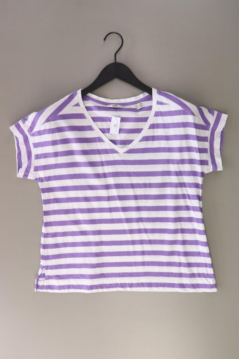 Esprit Ringelshirt Gr. S gestreift Kurzarm lila aus Baumwolle