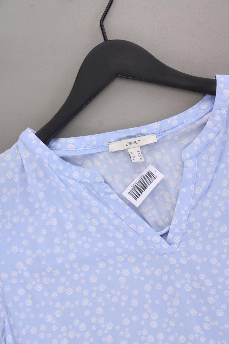 Esprit Kurzarmbluse Gr. 40 mit Blumenmuster neuwertig blau