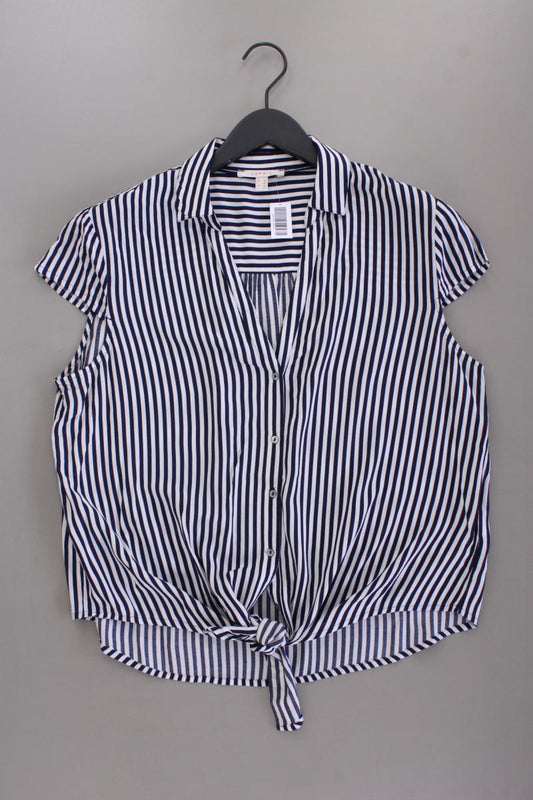Esprit Kurzarmbluse Gr. 42 gestreift blau aus Viskose