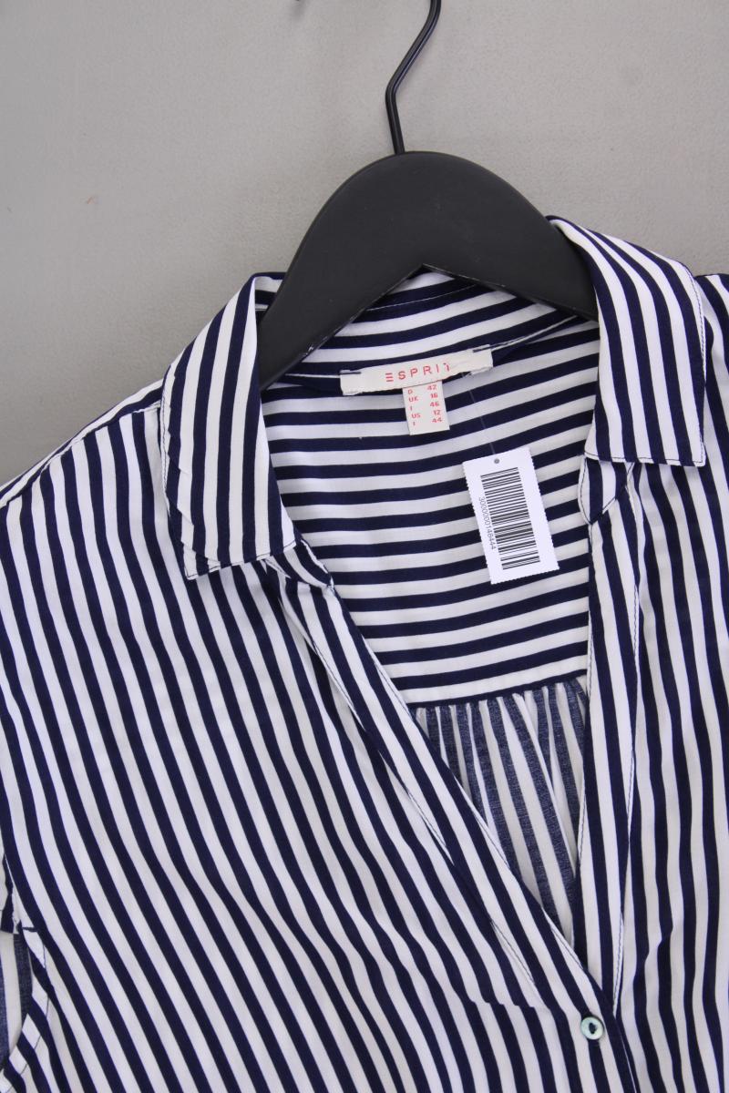 Esprit Kurzarmbluse Gr. 42 gestreift blau aus Viskose