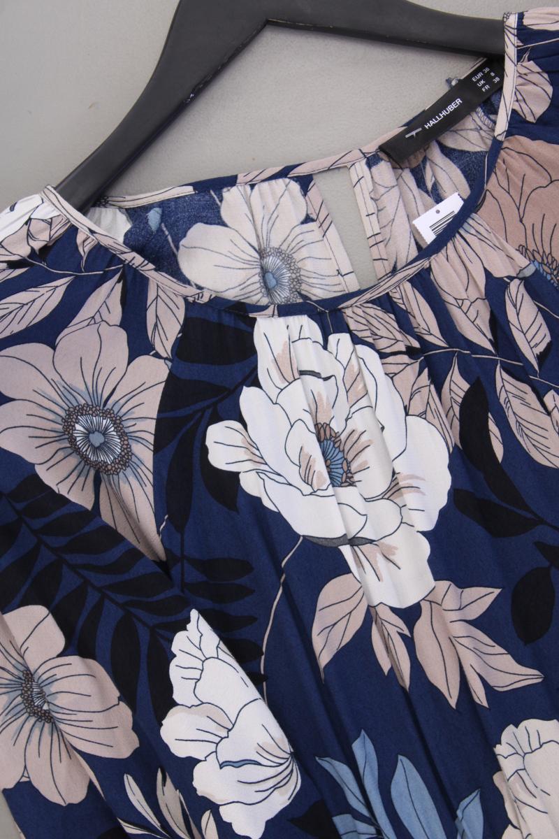 Hallhuber Midikleid Gr. 36 mit Blumenmuster neuwertig 3/4 Ärmel blau aus Viskose