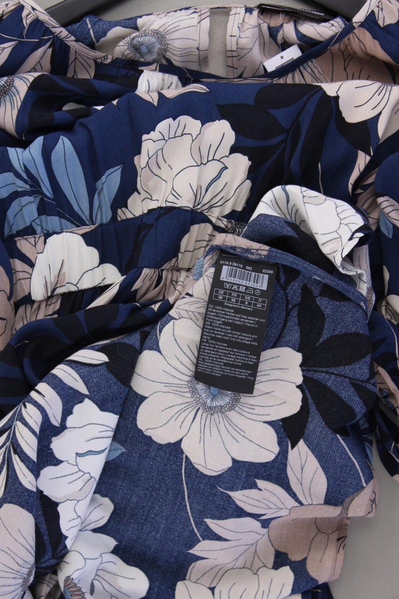 Hallhuber Midikleid Gr. 36 mit Blumenmuster neuwertig 3/4 Ärmel blau aus Viskose