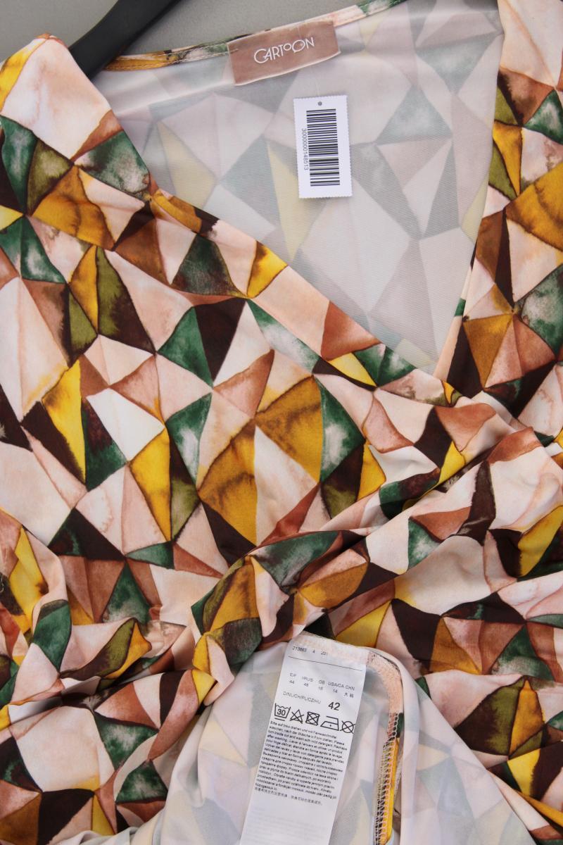 Cartoon Stretchkleid Gr. 42 geometrisches Muster neuwertig Kurzarm mehrfarbig