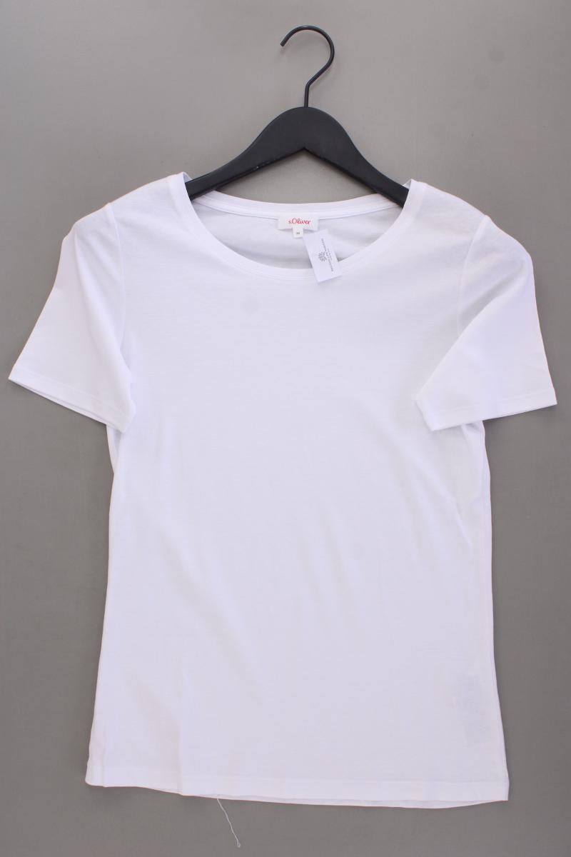 s.Oliver T-Shirt Gr. 36 neuwertig Kurzarm weiß aus Baumwolle