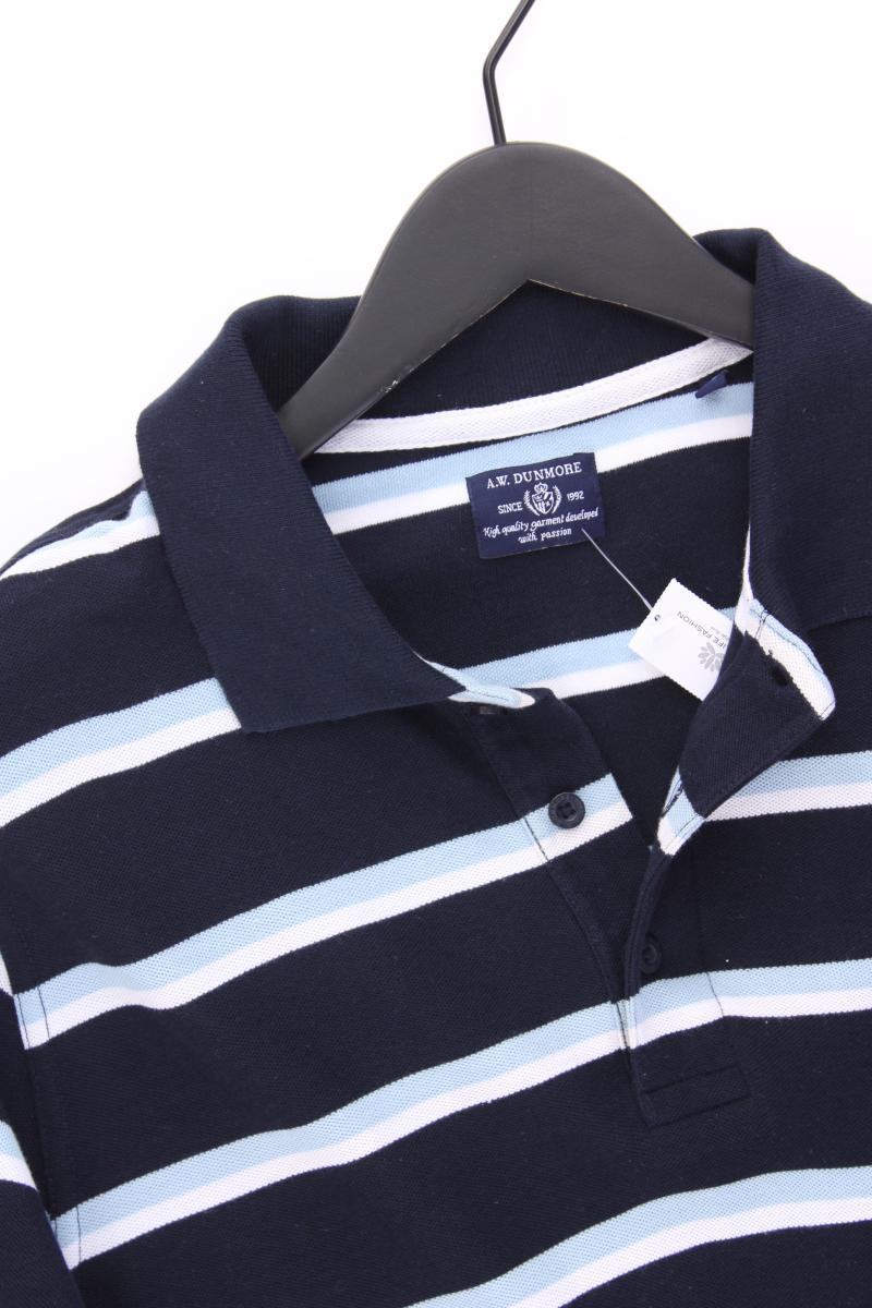 A.W. Dunmore Poloshirt für Herren Gr. XL gestreift Kurzarm blau aus Baumwolle