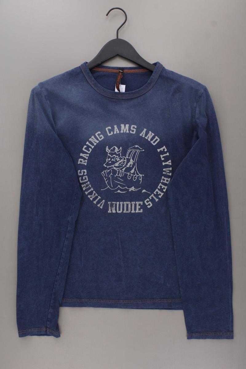 Nudie Jeans Longsleeve-Shirt für Herren Gr. L Langarm blau aus Baumwolle