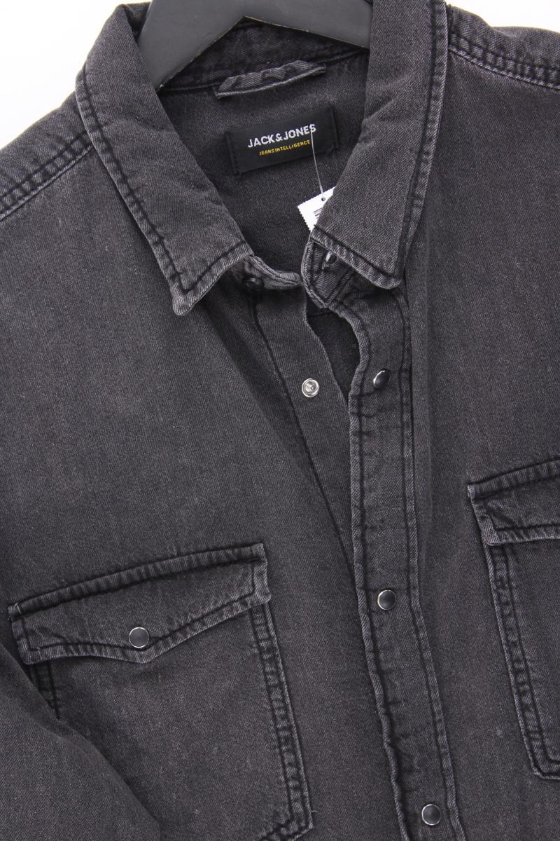 Jack & Jones Jeanshemd für Herren Gr. XXL Langarm grau aus Baumwolle