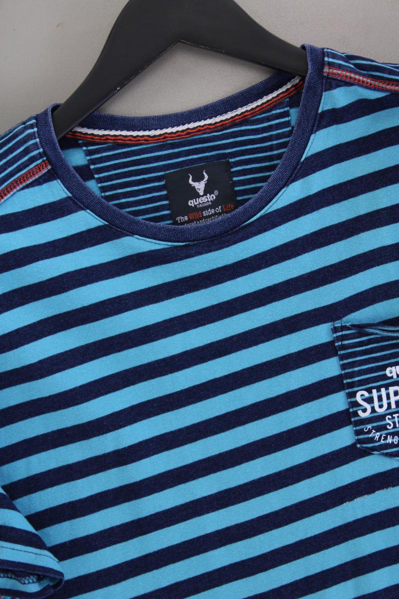 s'questo Ringelshirt für Herren Gr. L gestreift Kurzarm blau aus Baumwolle