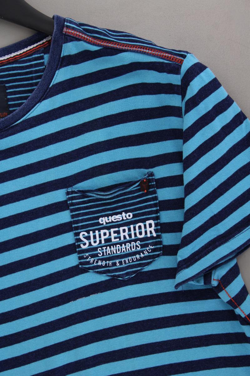 s'questo Ringelshirt für Herren Gr. L gestreift Kurzarm blau aus Baumwolle