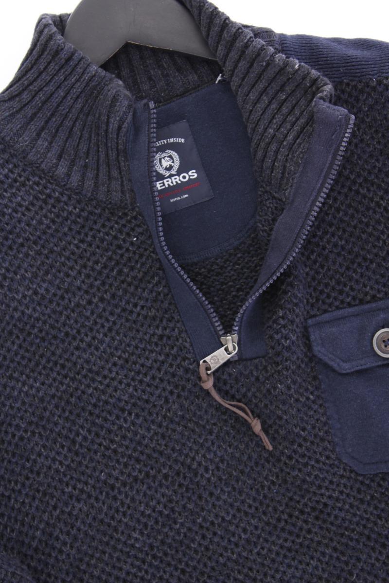 Lerros Grobstrickpullover für Herren Gr. 54 blau aus Baumwolle