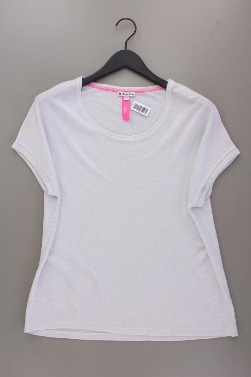 Street One T-Shirt Gr. 40 neuwertig Kurzarm mit Glitzer silber