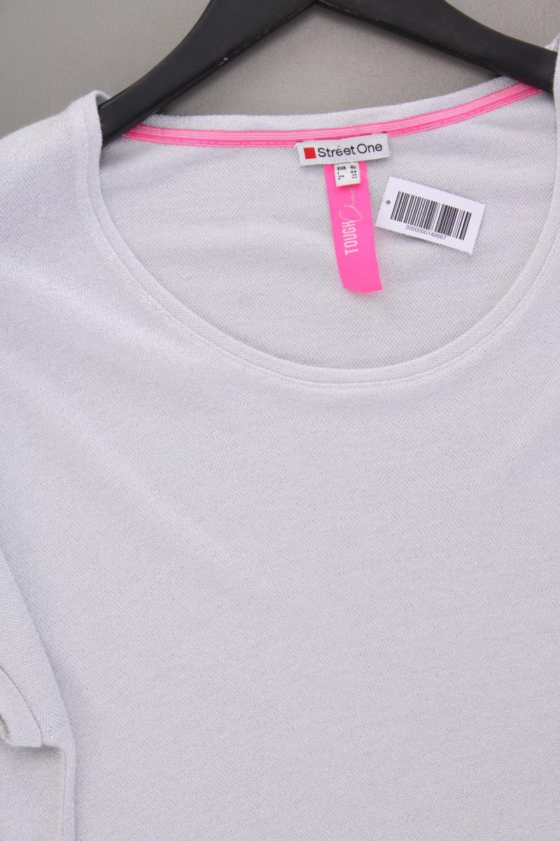 Street One T-Shirt Gr. 40 neuwertig Kurzarm mit Glitzer silber