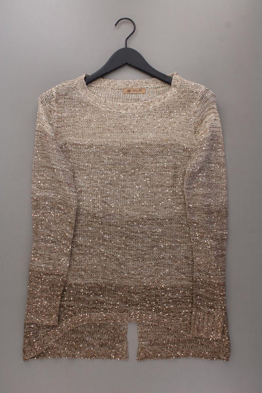 Strickpullover mit Pailletten Gr. M braun aus Polyacryl