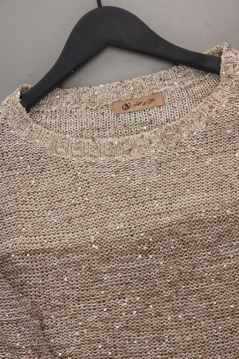 Strickpullover mit Pailletten Gr. M braun aus Polyacryl