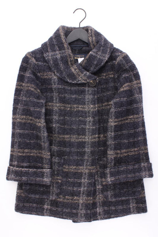 PAUL COSTELLOE Lange Jacke Gr. 38 kariert blau aus Polyester