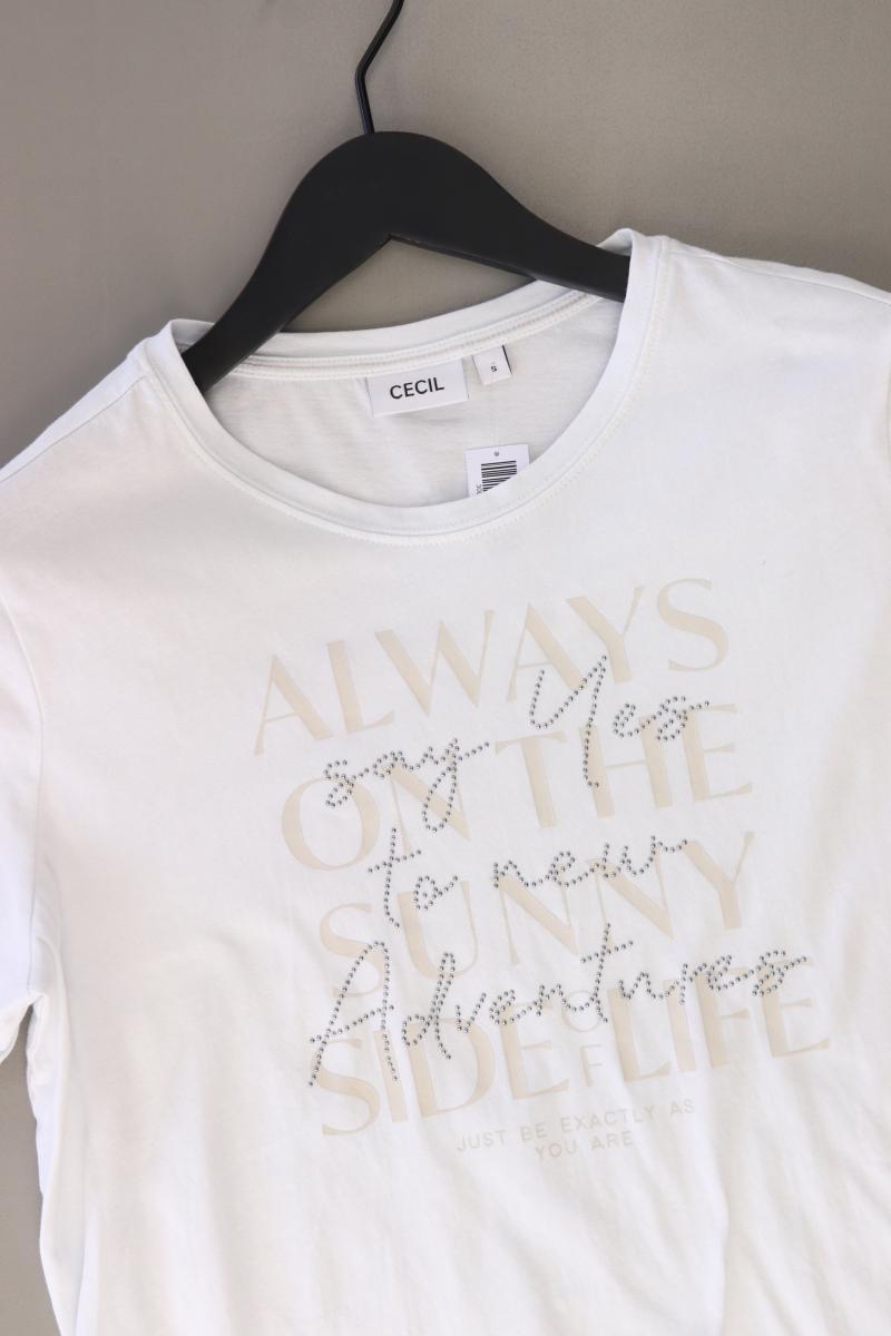 Cecil T-Shirt Gr. S Kurzarm weiß aus Baumwolle