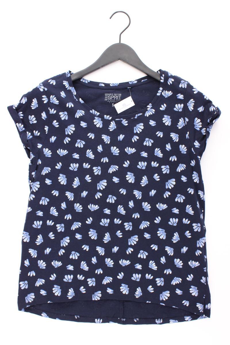 Esprit Printshirt Gr. S Kurzarm blau aus Baumwolle