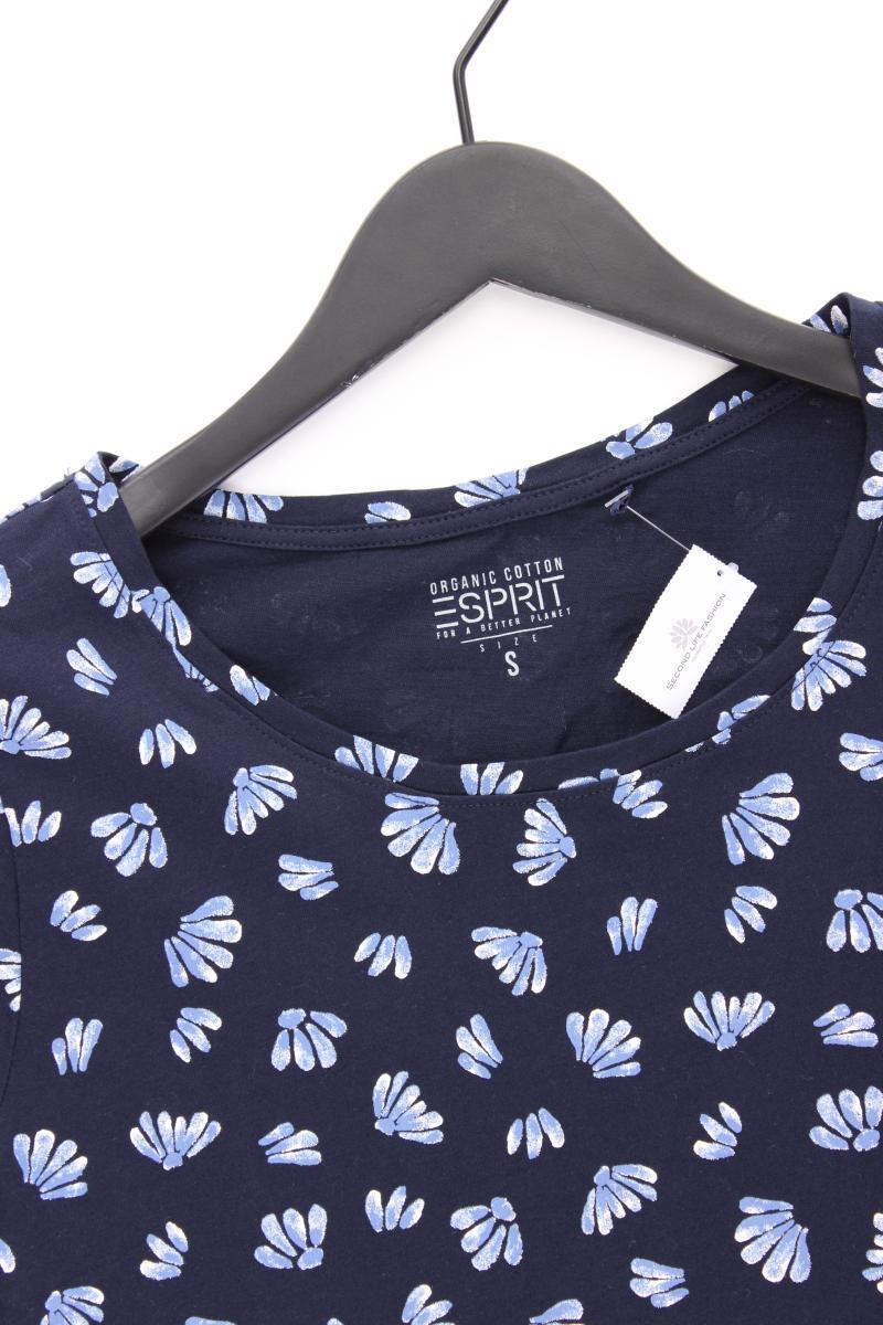 Esprit Printshirt Gr. S Kurzarm blau aus Baumwolle