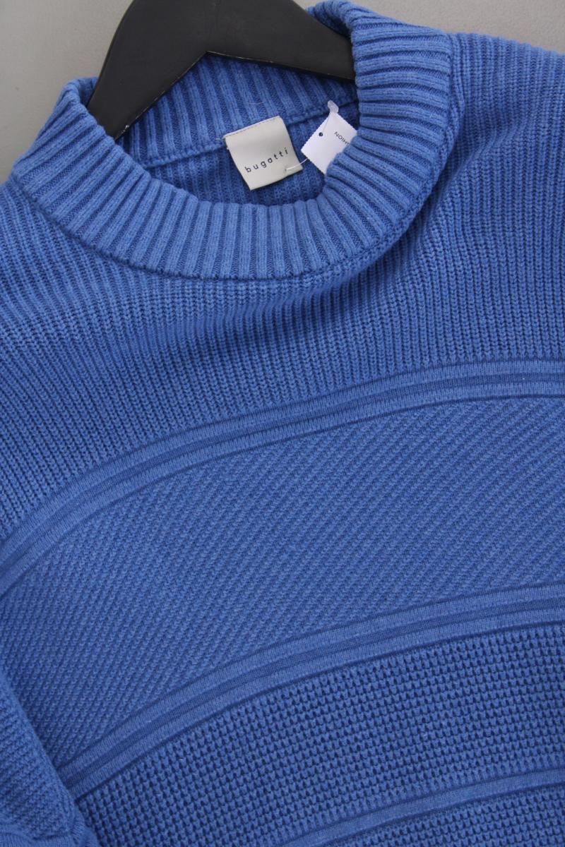 Bugatti Feinstrickpullover für Herren Gr. XL neuwertig blau aus Baumwolle