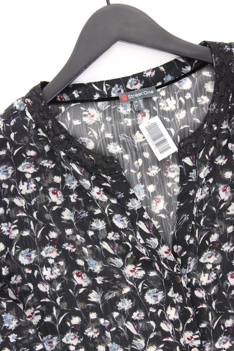 Street One Classic Bluse Gr. 40 mit Blumenmuster 3/4 Ärmel schwarz aus Polyester