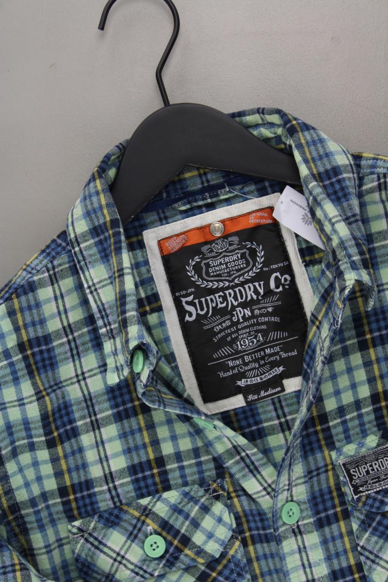 Superdry Karohemd für Herren Gr. M kariert Langarm blau aus Baumwolle