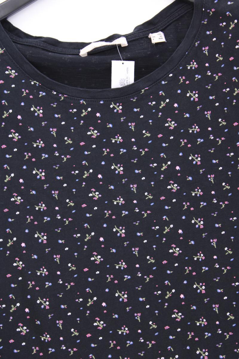 Esprit Printshirt Gr. XL mit Blumenmuster Kurzarm schwarz