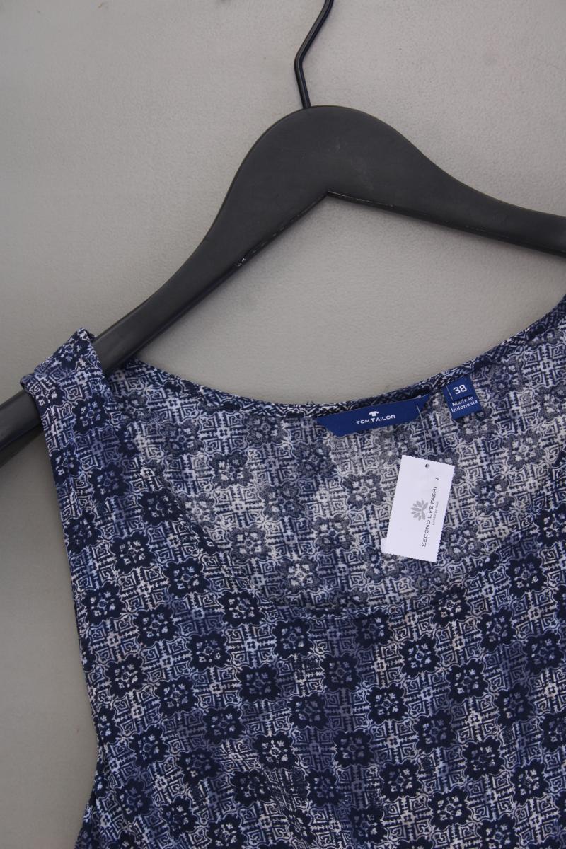 Tom Tailor Ärmellose Bluse Gr. 38 blau aus Viskose