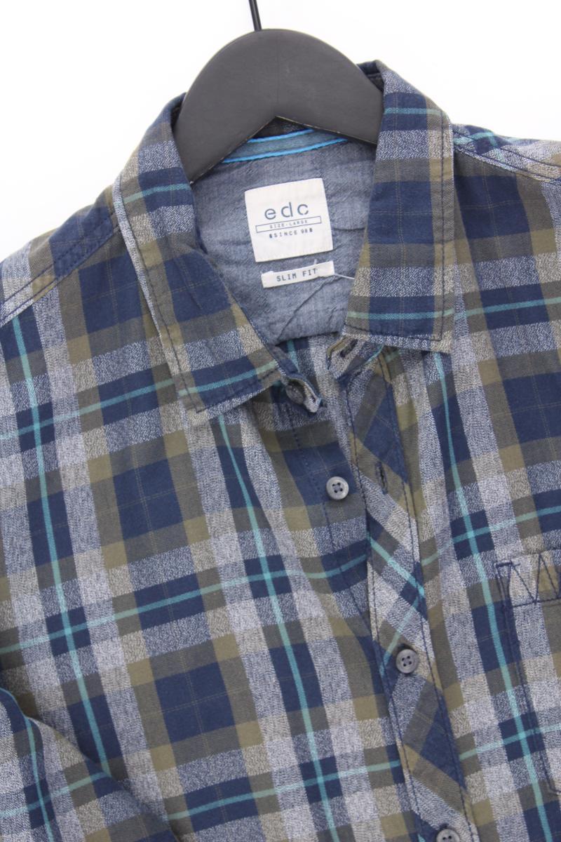 edc by Esprit Karohemd für Herren Gr. L kariert Langarm blau aus Baumwolle