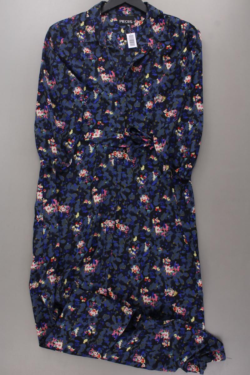 Pieces Langarmkleid Gr. L mit Blumenmuster neuwertig mehrfarbig aus Polyester