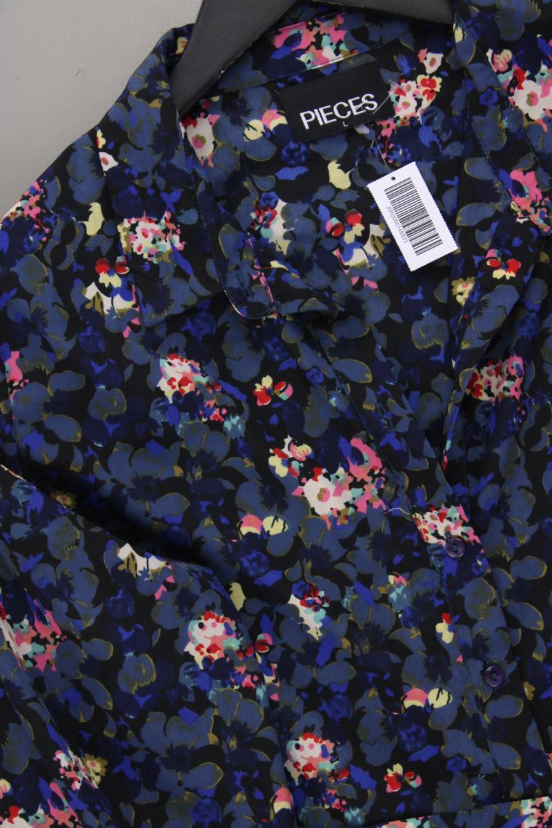 Pieces Langarmkleid Gr. L mit Blumenmuster neuwertig mehrfarbig aus Polyester