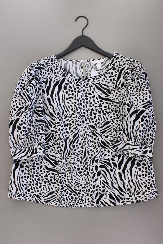 H&M Bluse weiß Gr. XL 3/4 Ärmel schwarz aus Baumwolle