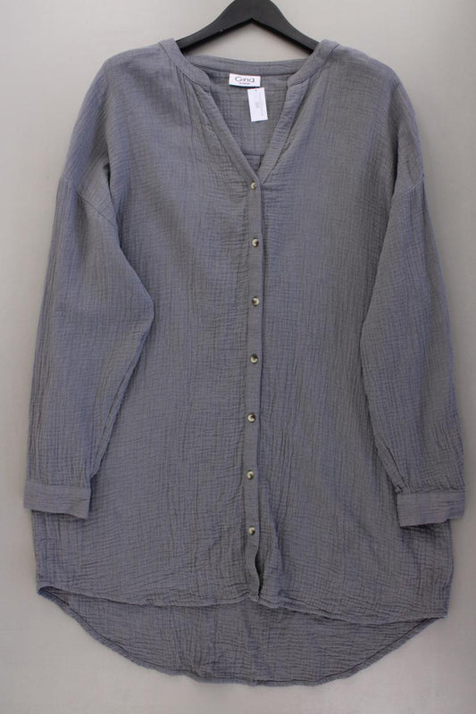 G!ina Musselin Kleid Gr. 46/48 Langarm grau aus Baumwolle