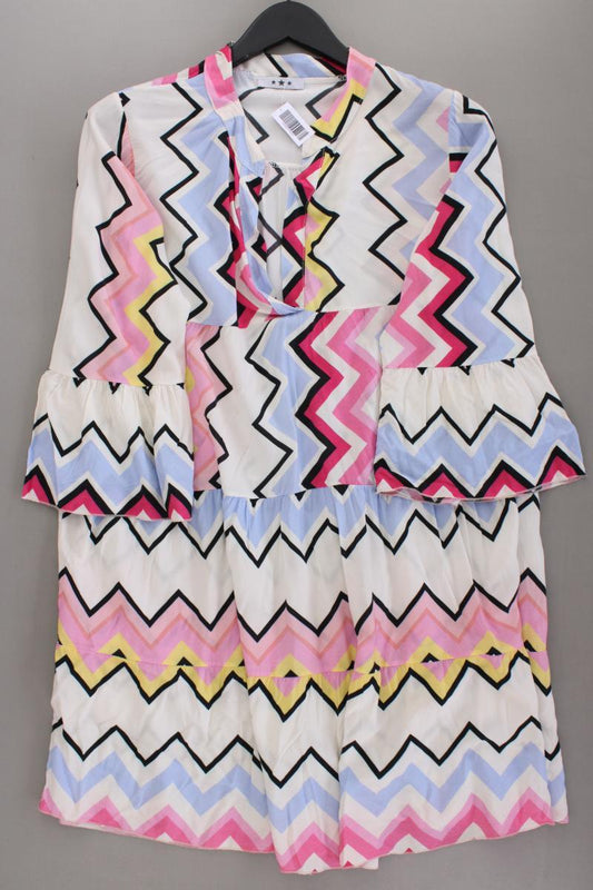 Midikleid Gr. OneSize geometrisches Muster 3/4 Ärmel mehrfarbig aus Viskose