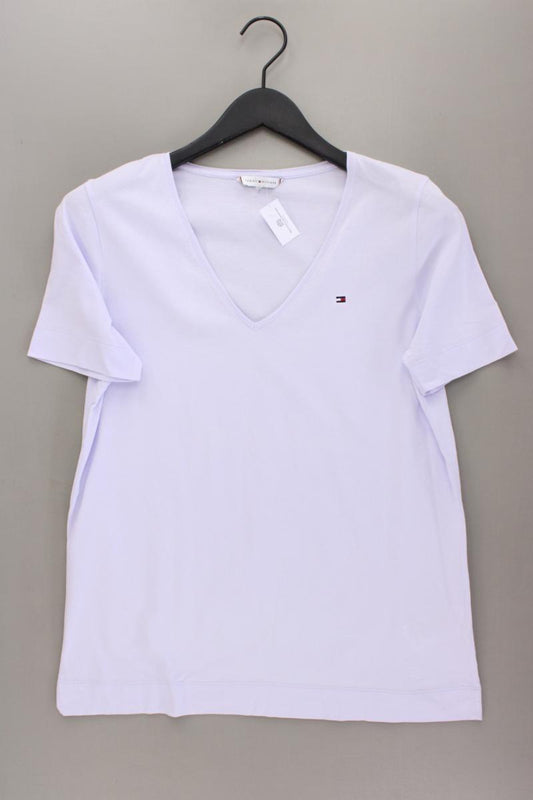 Tommy Hilfiger Shirt mit V-Ausschnitt Gr. L Kurzarm lila aus Baumwolle