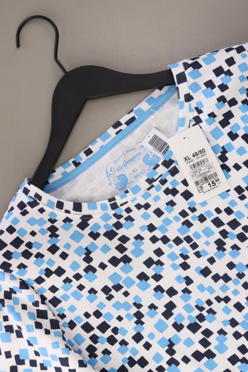 Steilmann Printshirt Gr. 48/50 geometrisches Muster neu mit Etikett Kurzarm blau