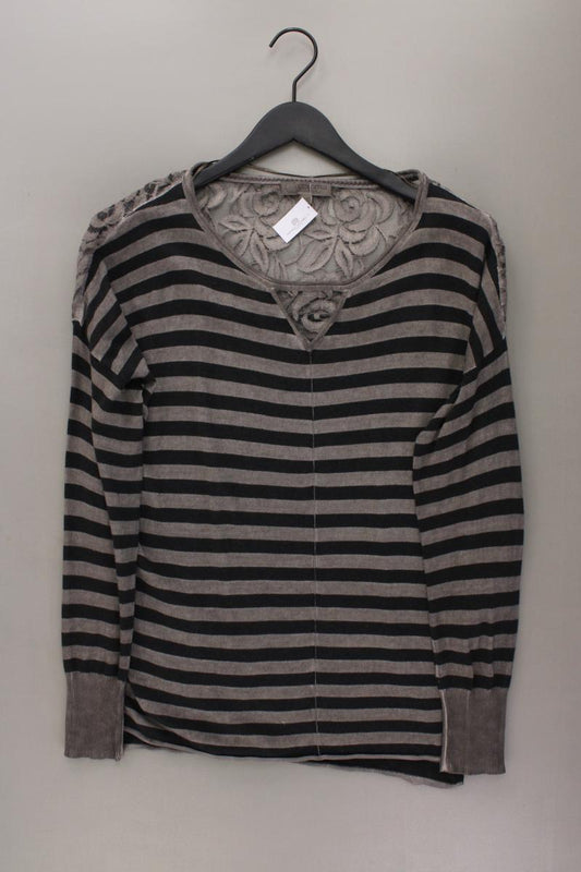 comma, Feinstrickpullover Gr. 40 gestreift grau aus Baumwolle