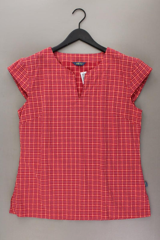 me ru Longbluse Gr. 44 geometrisches Muster neuwertig Kurzarm rot aus Nylon