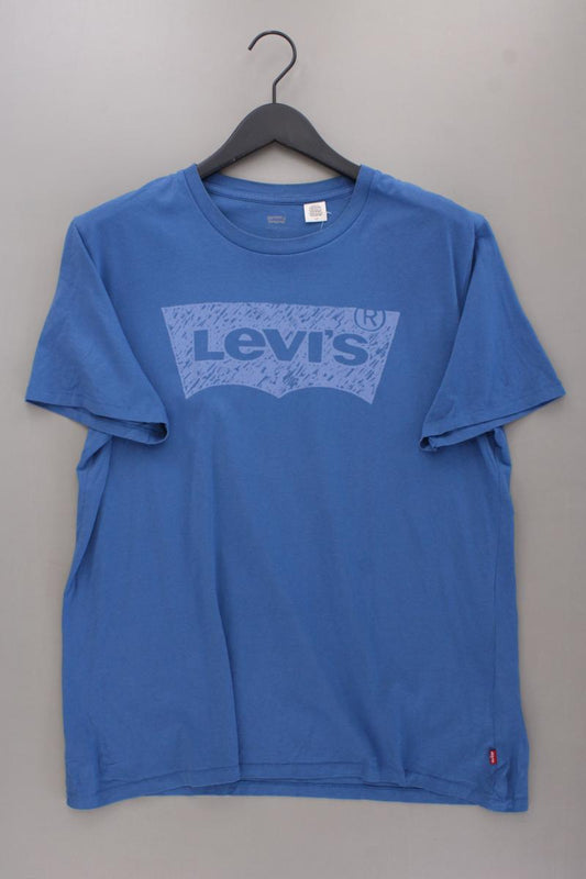 Levi's Printshirt für Herren Gr. L neuwertig Kurzarm blau aus Baumwolle