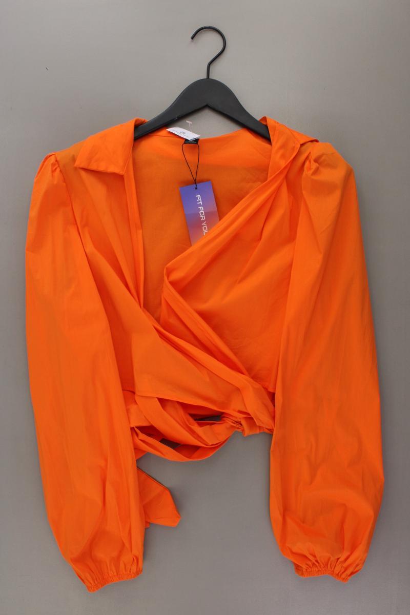 Shein Crop Bluse Gr. XXL neu mit Etikett Langarm orange aus Baumwolle