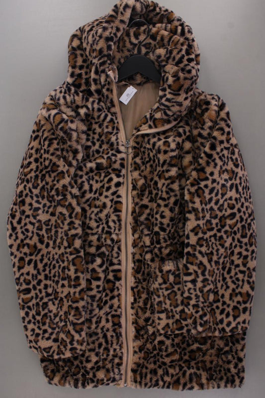 Kunstfelljacke Gr. 48 mit Tierdruck braun