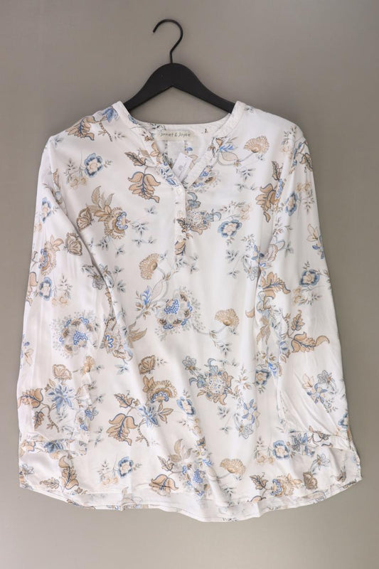 Janet & Joyce Regular Bluse Gr. 48 mit Blumenmuster 3/4 Ärmel weiß aus Viskose
