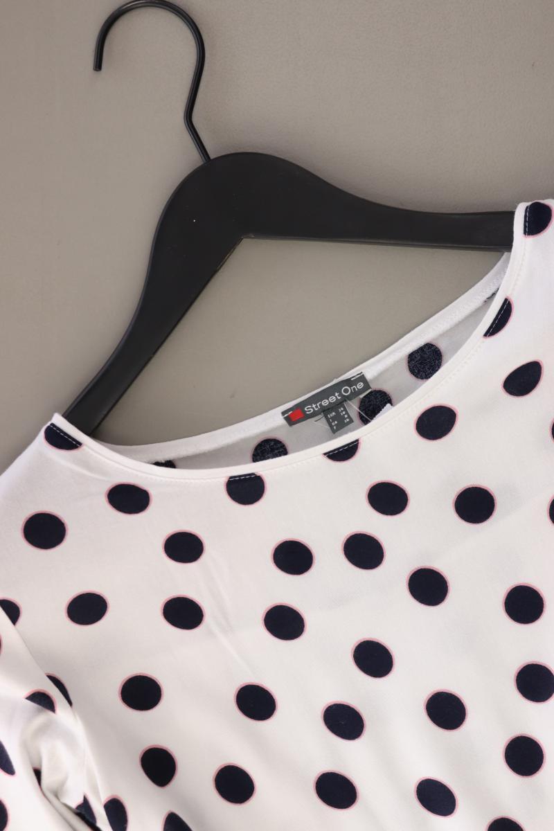 Street One Regular Bluse Gr. 34 gepunktet 3/4 Ärmel weiß aus Viskose