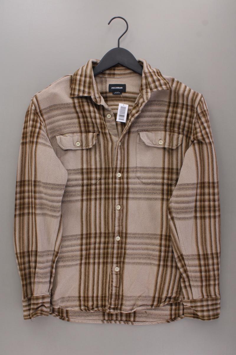 Pull&Bear Flanell Hemd für Herren Gr. M kariert Langarm braun